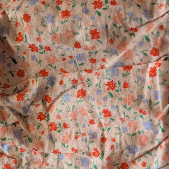 Zara, Cold Shoulder Balloon Sleeve Floral Top, Pink w red/blue print, Sz 11 - 12 - Picture 5 of 9